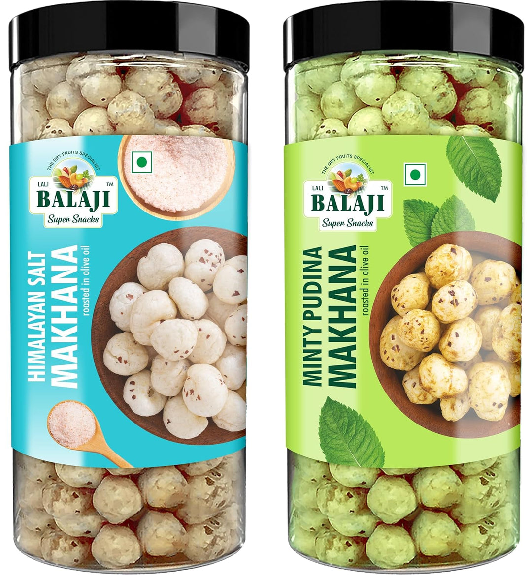 Lali Balaji Super Snacks Makhana 180g (Himalayan Salt, 90g) (Minty Pudina, 90g)