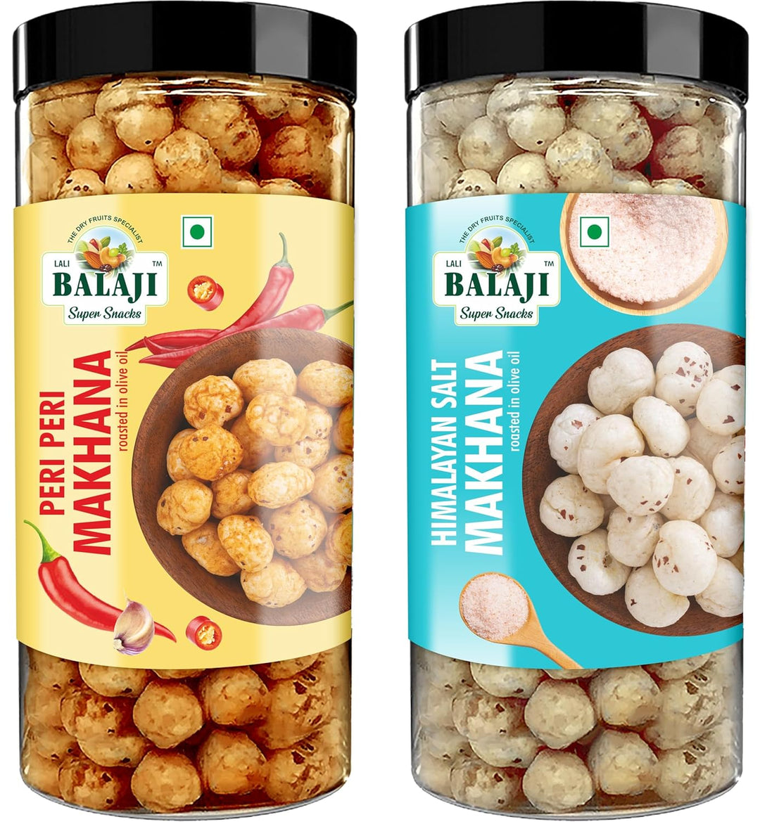 Lali Balaji Super Snacks Makhana 180g (Peri Peri, 90g) (Himalyan Salt, 90g)