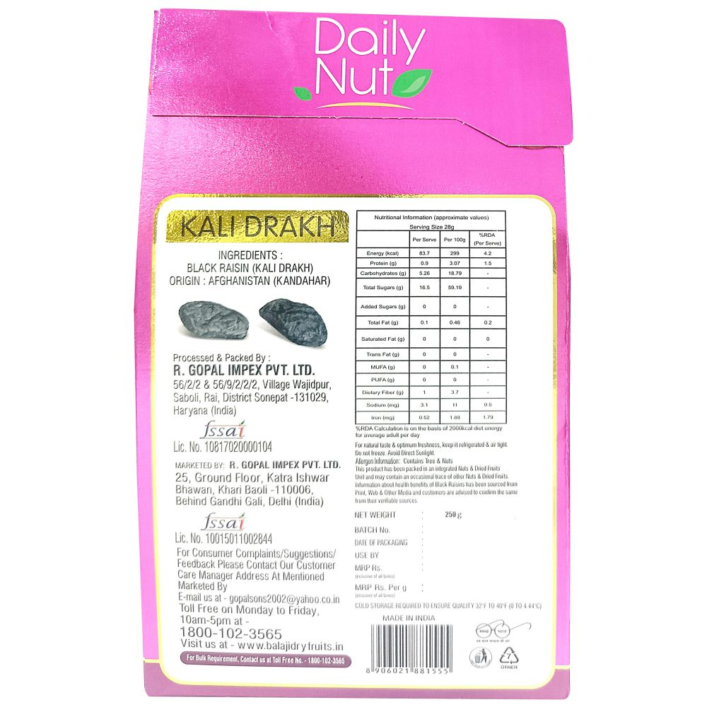 Daily Nut Kali Drakh (Black Raisins) 250g