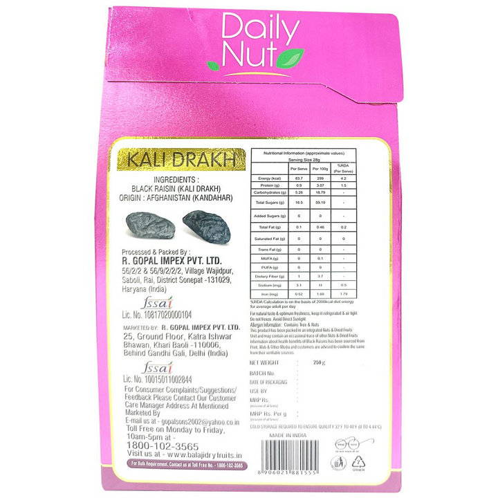 Daily Nut Kali Drakh (Black Raisins) 250g