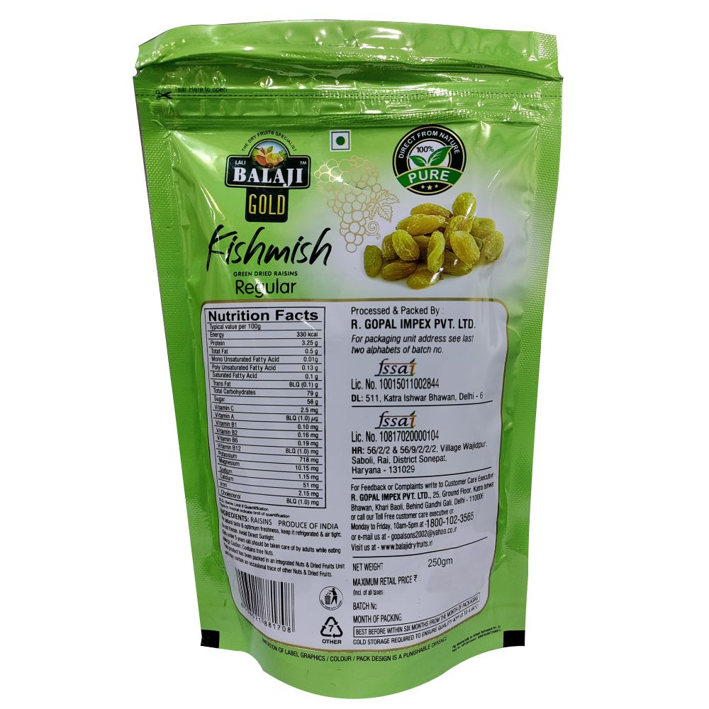 Lali Balaji Gold Raisin (Regular) 250g