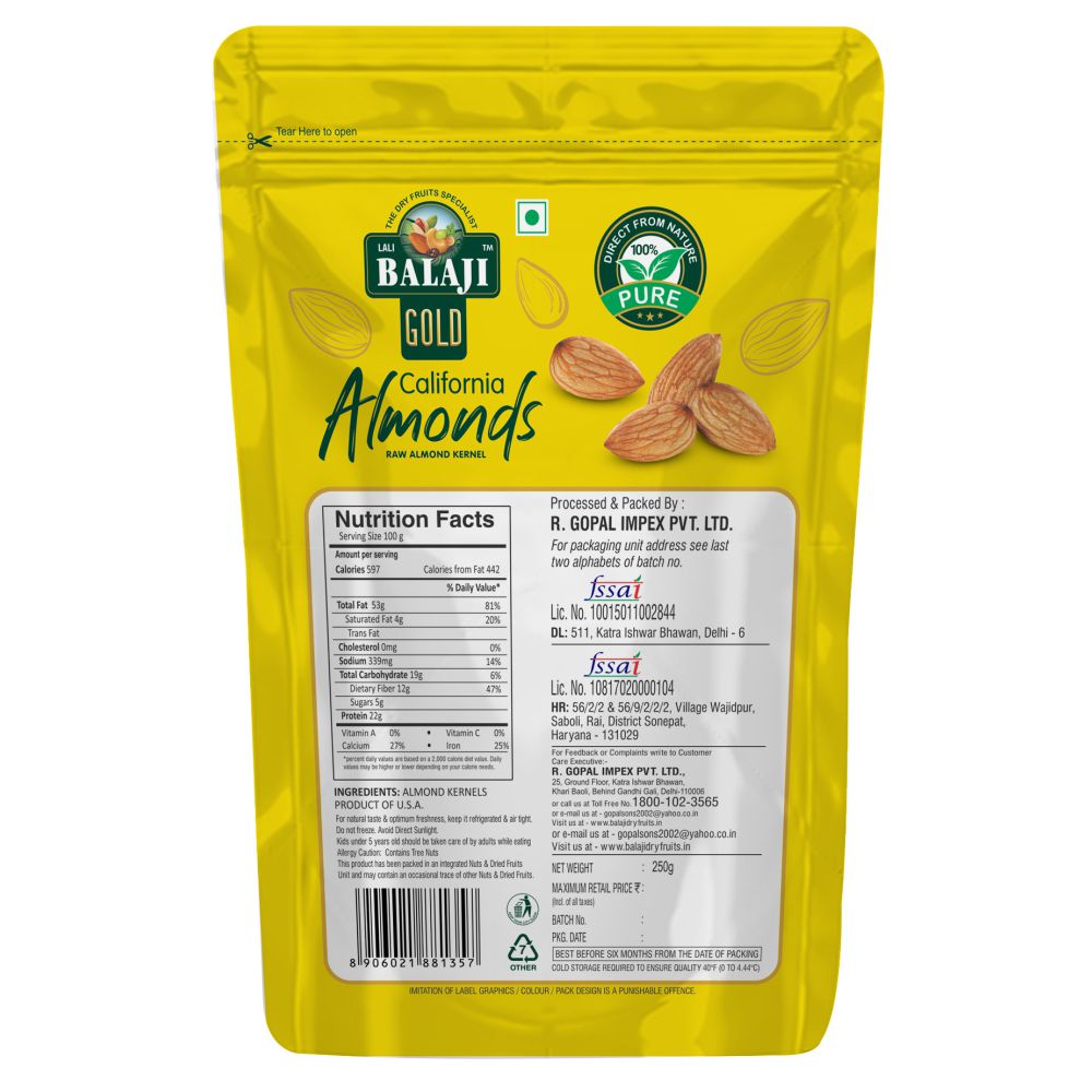 Lali Balaji Gold California Almond 250g