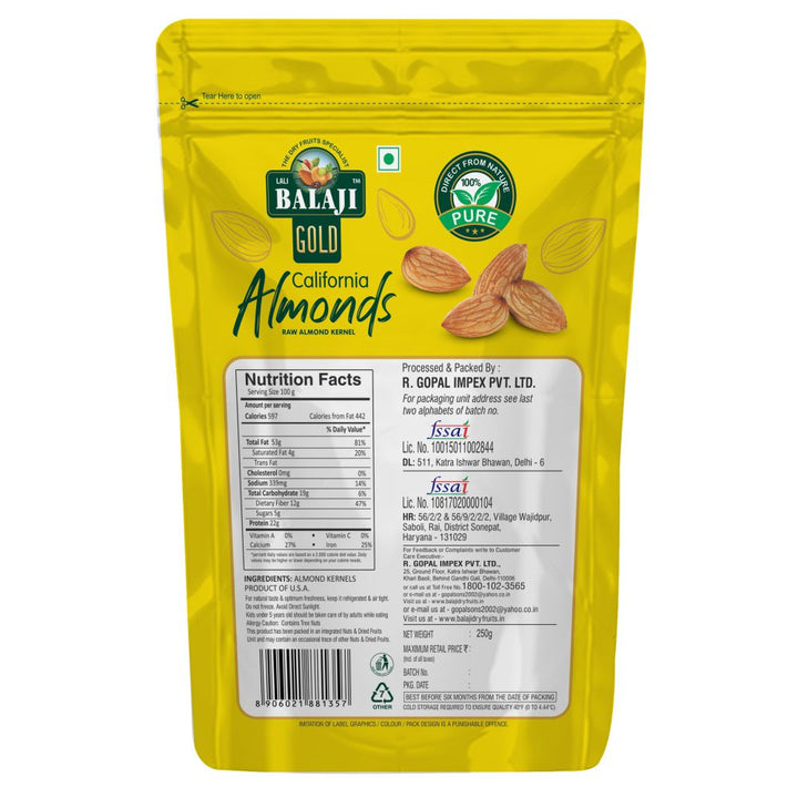 Lali Balaji Gold California Almond 250g